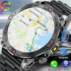 Wojskowy inteligentny zegarek GPS Męski ekran AMOLED HD Tętno Ciśnienie krwi Bluetoot - Zdjęcie 1 z 23