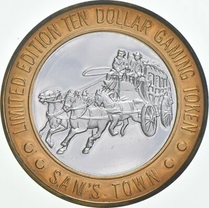 Token de juego Sam's Town Casino Las Vegas plata 0,999 $10 etapa edición limitada - Imagen 1 de 2