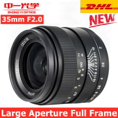 ZHONGYI 35mm F2.0 MF Full Frame Lens for Canon EF Sony E Fuji X Nikon F Pentax K - Image 1 of 4