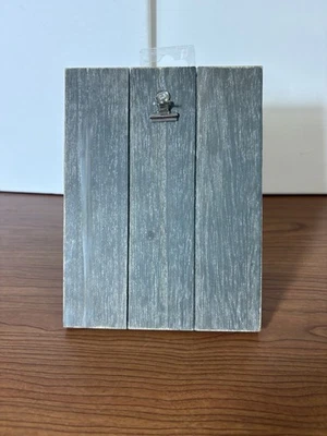 Paneled Wood Picture Frame With Clip Country Farmhouse Style Gray - Image 1 of 4