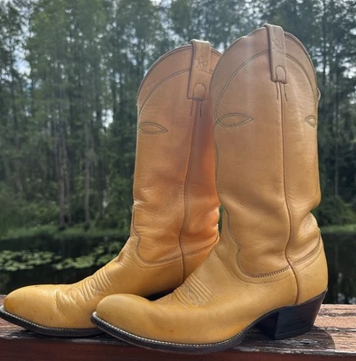 Vintage Ralph Lauren Western Cowboy Leather Boots Yellow Tan Women’s Size 8.5 - Image 1 of 4