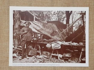 Cervignano del Friuli 1916 Dopo bombardamento Austria Carabiniere sorveglia WW1 - Bild 1 von 1