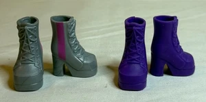 Boxy Girls Shoes - 2 Pair of Boots - Silver and Purple - Picture 1 of 2
