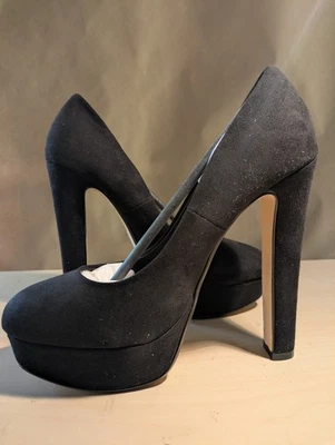 OFFICE UK Tacones Altos Cuero Gamuza Negro TALLA 7 - 38 NUEVO EN CAJA Foto 1 de 4