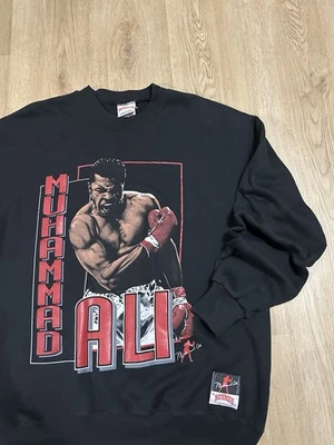 Sudadera Negra Vintage Nuez moscada Muhammad Ali Cuello Redondo Talla: Grande Hecha en EE. UU. Foto 1 de 4