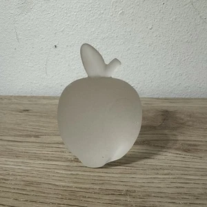 Vintage Kristaluxus Paperweight Frosted Lead Crystal Apple Mexico GUC - Picture 1 of 15