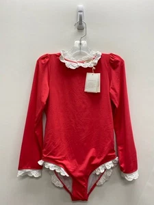 Beaufort Bonnet Co. SIZE 10 Red White Eyelet Girl's Swimsuit - Picture 1 of 2