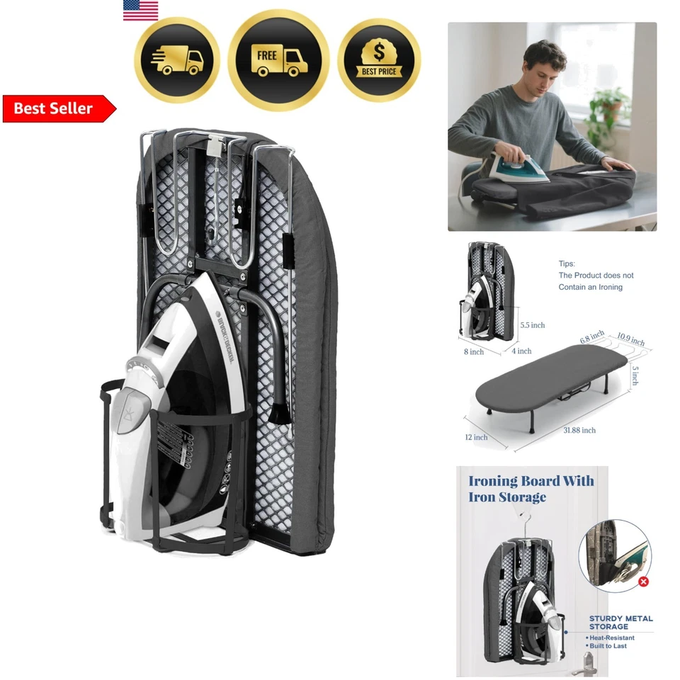 Mini Ironing Board with Cover and Pad Portable Folding Tabletop Iron Holder - Image 1 of 4