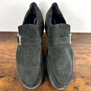 Cesare Paciotti 9606 Herren Wildleder Schnalle Halbschuhe Schwarz/Grau Größe 11 Italien - Bild 1 von 11