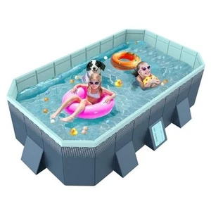 Foldable Non-Inflatable Above Ground Framed Swimming Pool for 113" x 66" x 20" - Picture 1 of 8