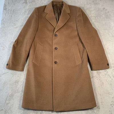 Crombie Coat Mens 40 Brown Wool Long Trench Scottish Scotland Heavy Tan Camel - Image 1 of 4