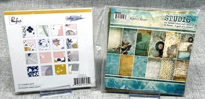 Ken Oliver + PinkFresh Cardstock Paper 6x6 Studio Indigo Hills Craft Lot of Two - Image 1 of 4