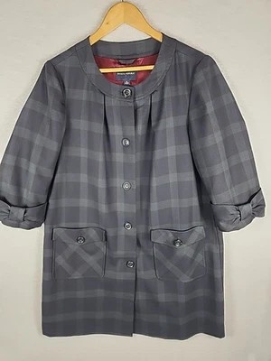 Abrigo Forrado Banana Republic Jackie Azul Marino Tartán Mezcla Lana a Cuadros Talla XL ¡Belleza!! Foto 1 de 4