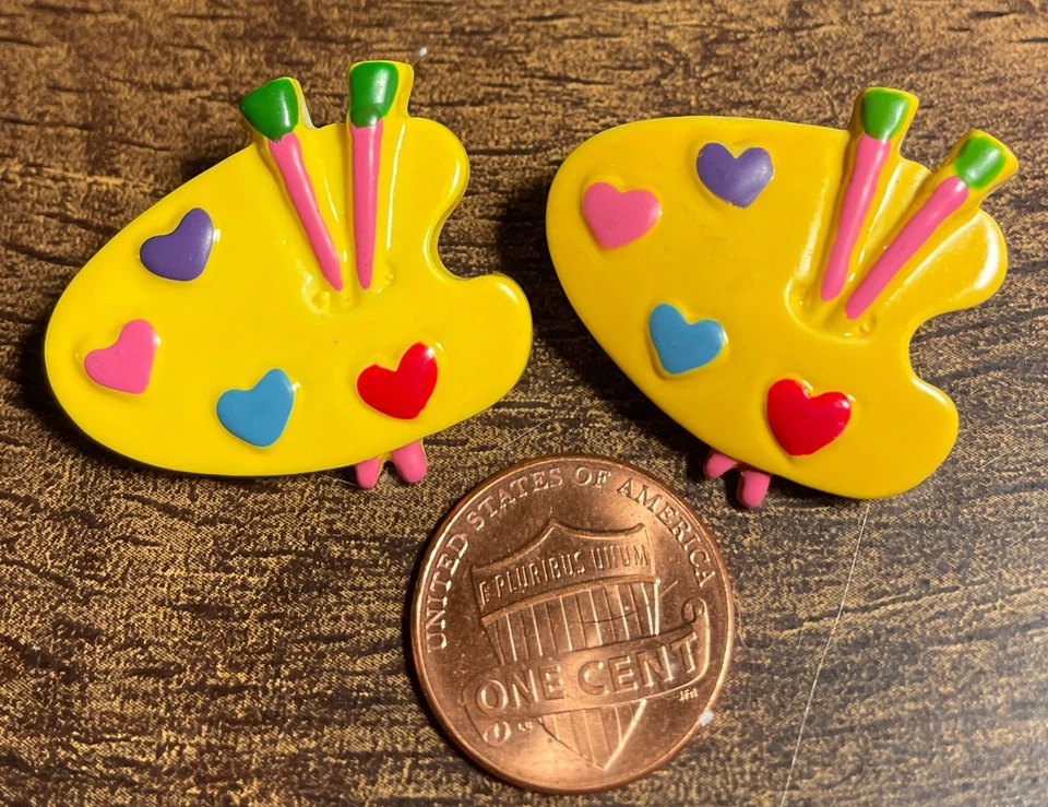 2 botones de paleta de pintor multicolor de resina JHB de colección NOS 28 mm 1 y 1/8" 16156 Foto 1 de 3