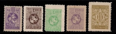 Spain Unio Catalanista 1900/6 nice group of unkonwn labels MNH/MH/MNG - Image 1 of 2