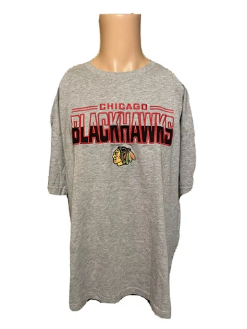 Mens NHL Chicago Blackhawks Embroidered Gray Hockey Shirt Size 2XL Cover