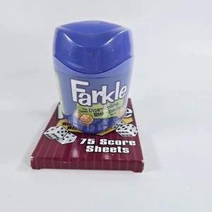 FARKLE CLASSIC DICE ROLLING RISK TAKING GAME IN BLUE CUP & 74 FARKLE SCORE SHEET - Picture 1 of 7