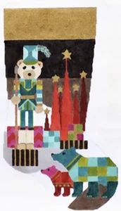 Needlepoint Handpainted Christmas Stocking Melissa Prince Bearing Gifts 19" - Picture 1 of 4
