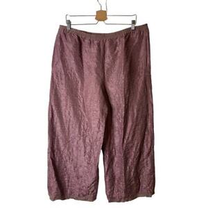 Eskandar Linen & Silk Purple Wide Leg Pull On Crop Pants FLAW Size 1 / Small