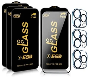 3x VITRE Protège VERRE 0,4mm ÉCRAN +CAMÉRA iPhone 16 15 14 13 12 11 SE X PRO MAX - Zdjęcie 1 z 15
