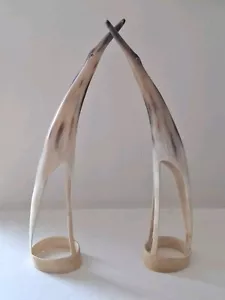 Vintage handgeschnitztes Horn Reiher Paar afrikanische Vögel - Bild 1 von 7
