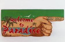 PARADISE Welcome Sign Canvas Flag Beach Seaside Nautical Tropical Home Decor 12"