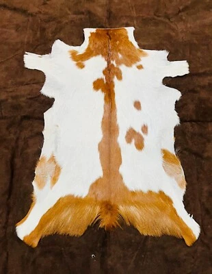 Piel de cabra nórdica, piel de cuero real, abrigo de piel, decoración navideña de piel de animal Foto 1 de 4