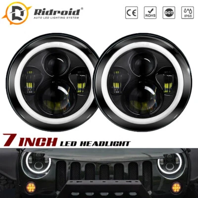 7inch Sealed Beam LED Headlights Halo For Dodge D100 D200 D300 W100 W200 Pickup - Image 1 of 4