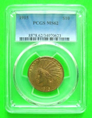 1915 INDIAN $10 GOLD EAGLE PCGS MS62 Superb BRILLIANT LUSTER + Free Shipping - Image 1 of 4