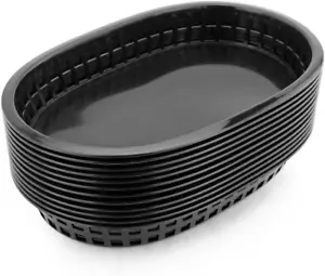 New Star Foodservice 44041 Cestas de Comida Rápida, 10.5 X 7 Pulgadas, Juego de 12, Negro - Imagen 1 de 12