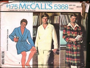5368 Vintage McCalls SEWING Pattern Mens Robe Bathrobe Carefree Medium OOP Sew - Picture 1 of 2