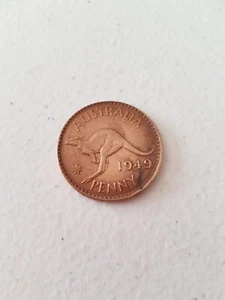 Coin - 1949 Australian Penny Genuine Circulated King George VI KG Polished Melb - Bild 1 von 4