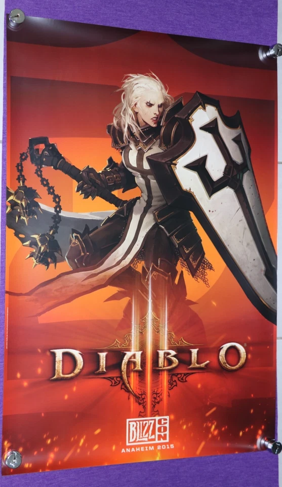 BLIZZCON BLIZZARD 2015 OFFICIAL DIABLO 3 III FEMALE CRUSADER POSTER- NEW - Image 1 of 2