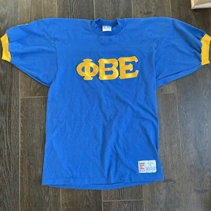 Vintage Eagle USA Phi Beta Epsilon Ringer T-Shirt; 80s Style USA made Greek Frat - Bild 1 von 13