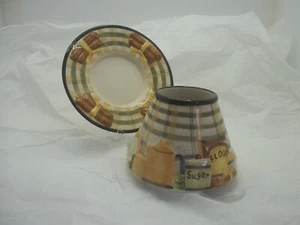 YANKEE CANDLE SMALL TEA LIGHT/VOTIVE HOLDER W/ UNDERPLATE COUNTRY KITCHEN - Picture 1 of 6