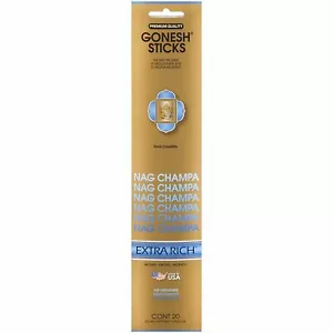 Gonesh Incense Sticks - 4 Packs - Nag Champa - 20 Sticks Per Pack Extra Rich - Picture 1 of 4