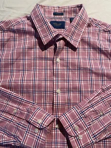 Fairlane Oxford Men’s Stretch Regular Fit 2XL Pink/Blue Check Long Sleeve - Picture 1 of 9
