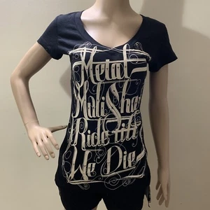 Metal Mulisha Ladies Ride Til We Die V-Neck Tee Size S - Picture 1 of 2