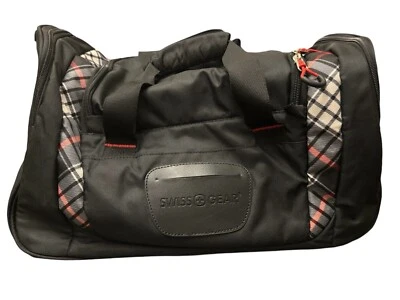Swiss Gear 18 Inch Duffel Overnight Travel Bag Black With Plaid - Image 1 of 4