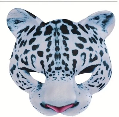 White Leopard Mask Cosplay Masquerade Party Elastic Back Soft Kitty New - Image 1 of 4