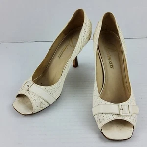 Delman Women's Open Toe Embroidered Leather Heels Pumps Size 8.5M - Picture 1 of 9