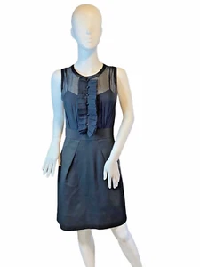 BCBG Maxazria Damen schwarz transparent und Rüschen Cocktailkleid Größe 4 - Bild 1 von 8