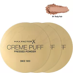 MAX FACTOR Creme Puff Pressed Compact Face Powder - 81 Truly Fair *PACK OF 3* - Picture 1 of 6