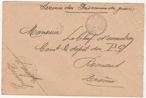 France: WW1 POW Cover Grenoble to Romans, with cachet & TPO, February 1917 - Picture 1 of 2