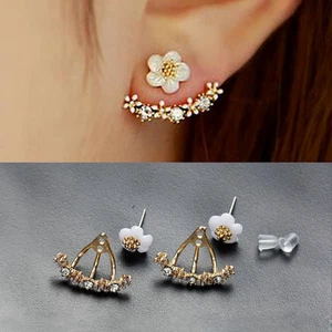 Sexy Sparkles Ear Jacket Stud Earrings Back Ear Cuffs Stud Earring - Picture 1 of 3
