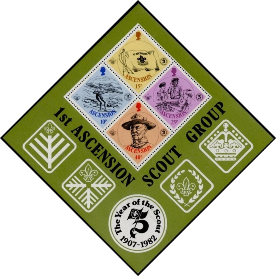 [OOS] Ascension #SGMS313 MNH 1982 Baden Powell Scouts Radio Flag Rope Walk [304a - Image 1 of 1