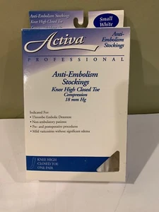 ACTIVA ANTI-EMBOLISM STOCKINGS~18 mmHg~ THIGH HIGH INSPECTION TOE,MEDIUM, WHITE - Picture 1 of 2