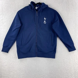 Tottenham Hotspur Blue Full Zip Knit Hoodie Sweater Mens Long Sleeve Size Large - Picture 1 of 16