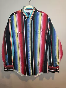 Vtg Wrangler Brushpopper XL Striped Western Rodeo Cowboy Colorful 17 35 - Picture 1 of 4