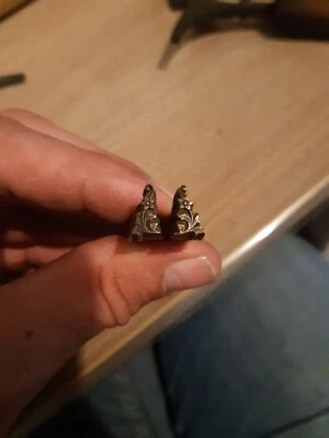 Paire Fleurons En Bronze Ancien Doreur Relieur Signé  souze Paris.decors floral - Photo 1/4